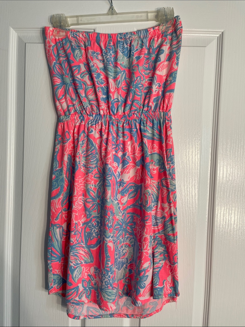 Lilly Pulitzer Coral and Teal Strapless Floral Sundress - Picture 3 of 3
